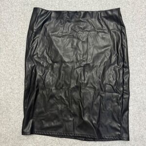 89th + Madison Womens Black Faux Leather Pencil Skirt High Waisted Size L